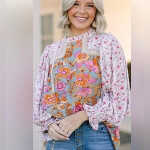 JODIFL Let’s Be Clear Romantic Floral Blouse
